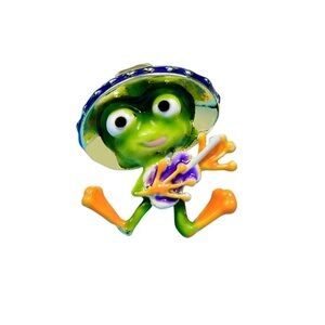 Cute Guitar Playing Frog Brooch For Women